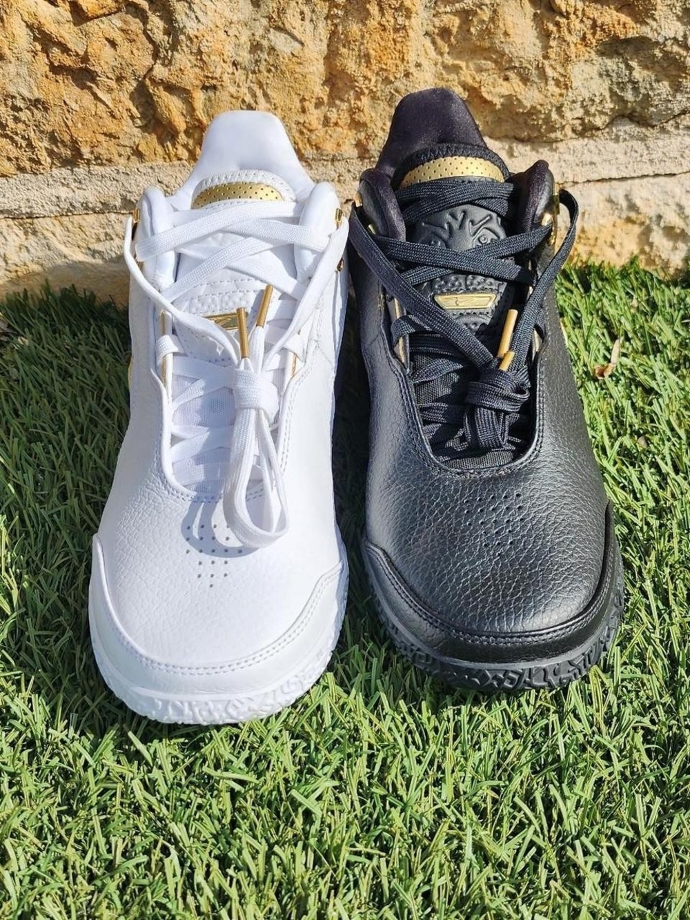 Nike Zoom LeBron NXXT Gen AMPD Sneakers in White & Black with Gold Accents